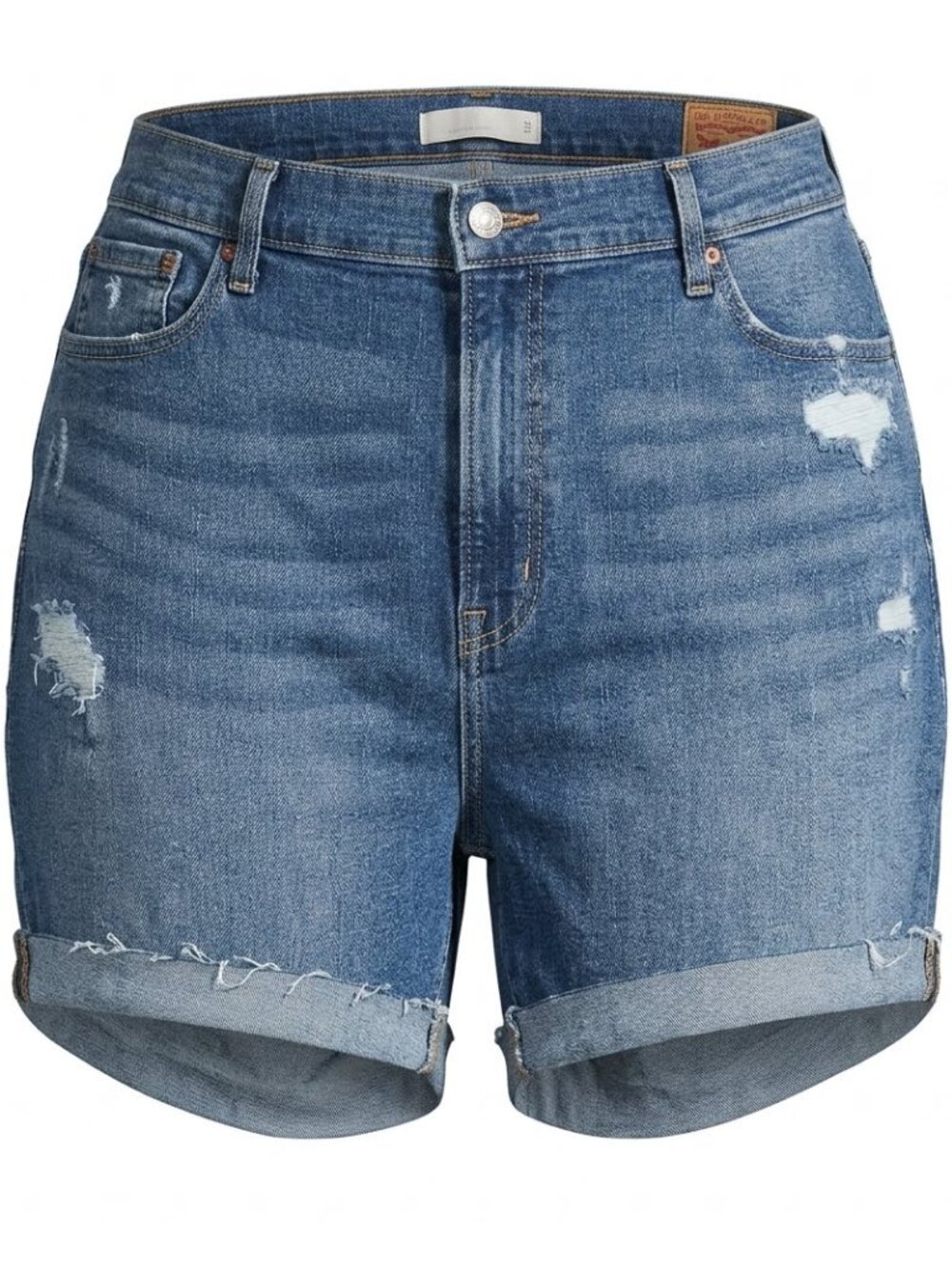 Levi’s Plus Size High-rise Medium Wash Distressed Denim Shorts 4947